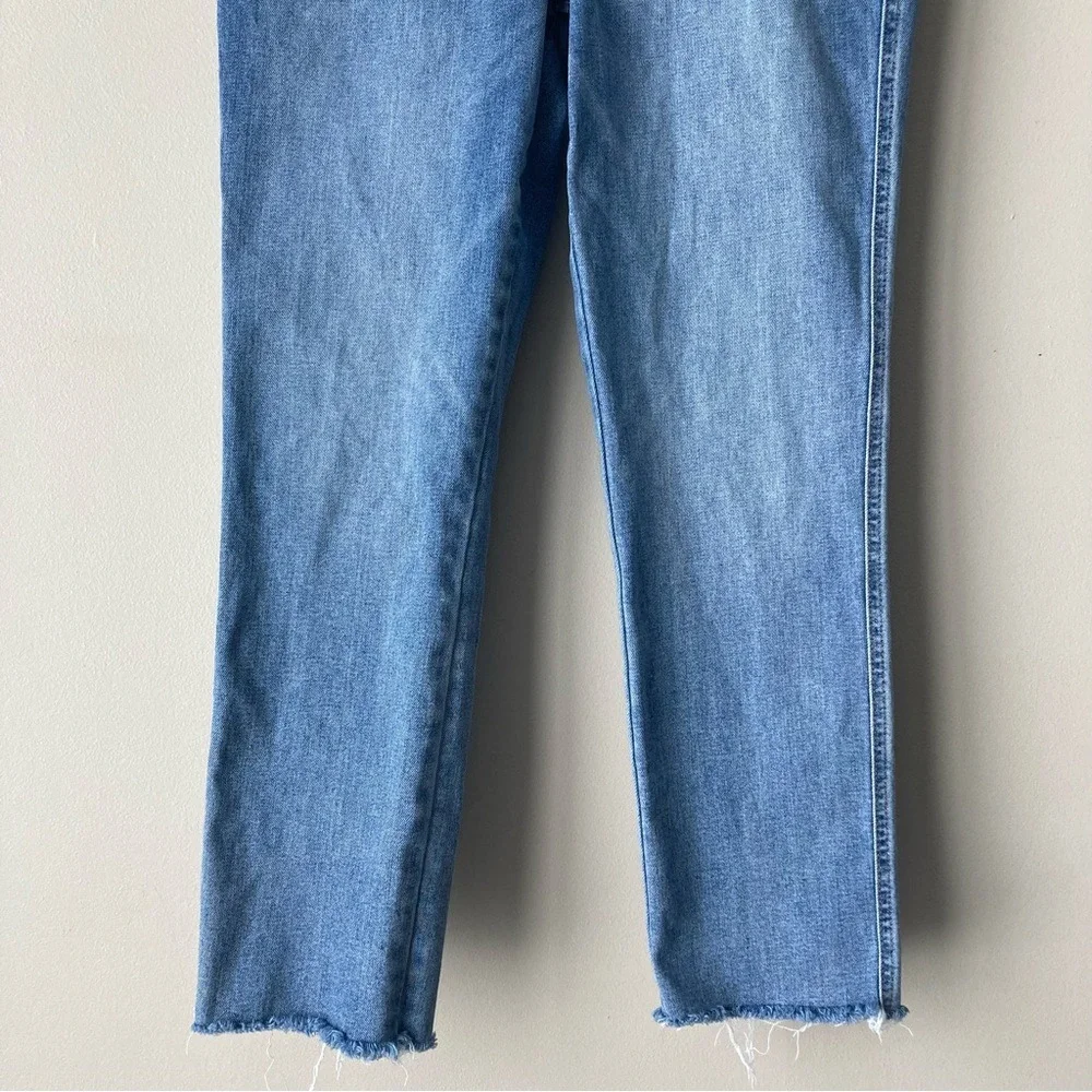 a.n.a‎ High Rise Straight Leg Adaptive Jeans Medium Wash Raw Hem Blue Size 4